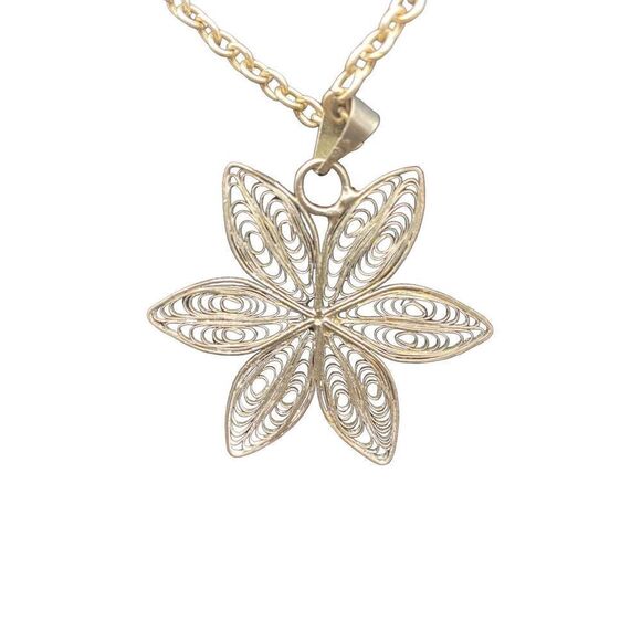 Vintage Aluminum filigree star necklace from Czech Republic - Picture 4 of 6